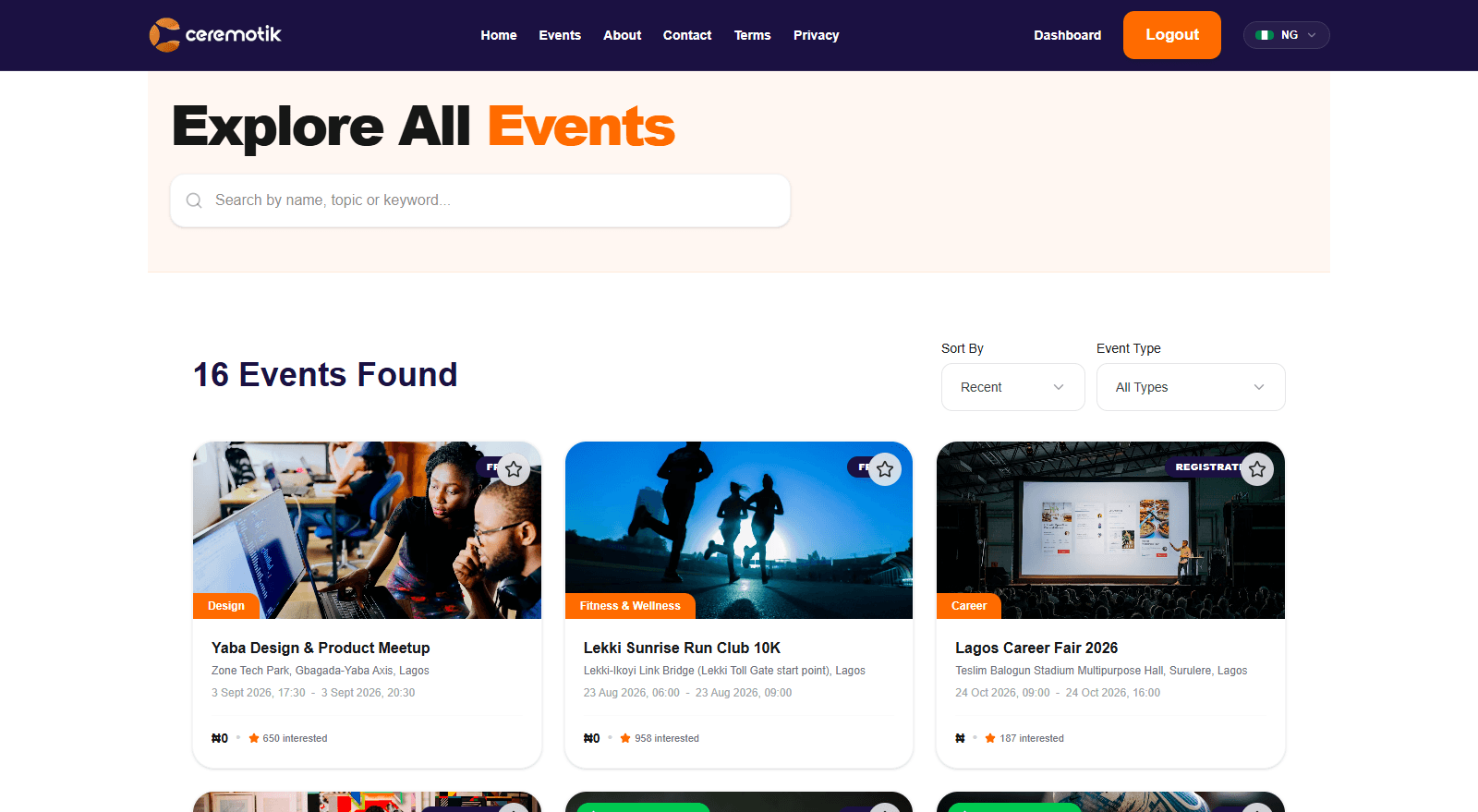Ceremotik event discovery
