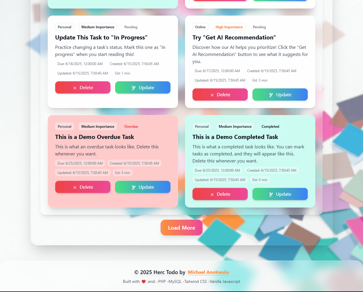 Herc ToDo interface