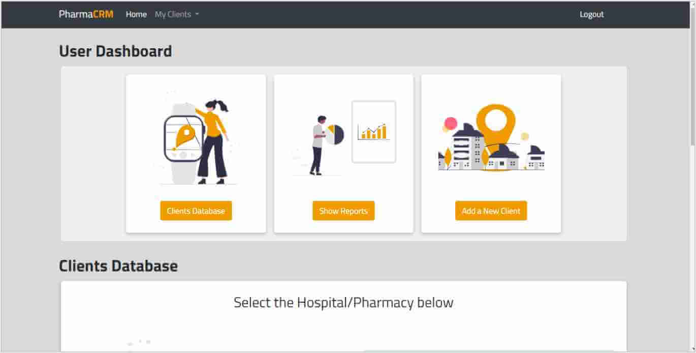 Pharma CRM interface