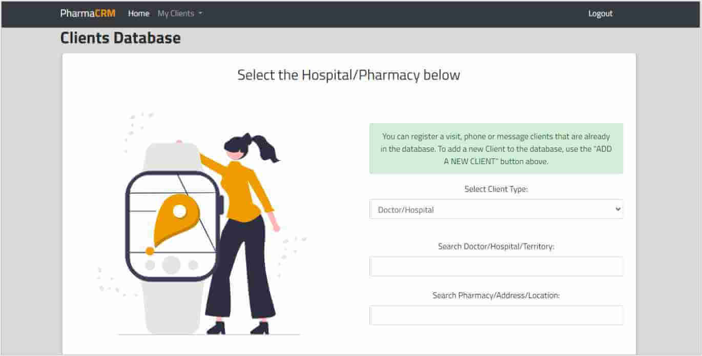 Pharma CRM records view