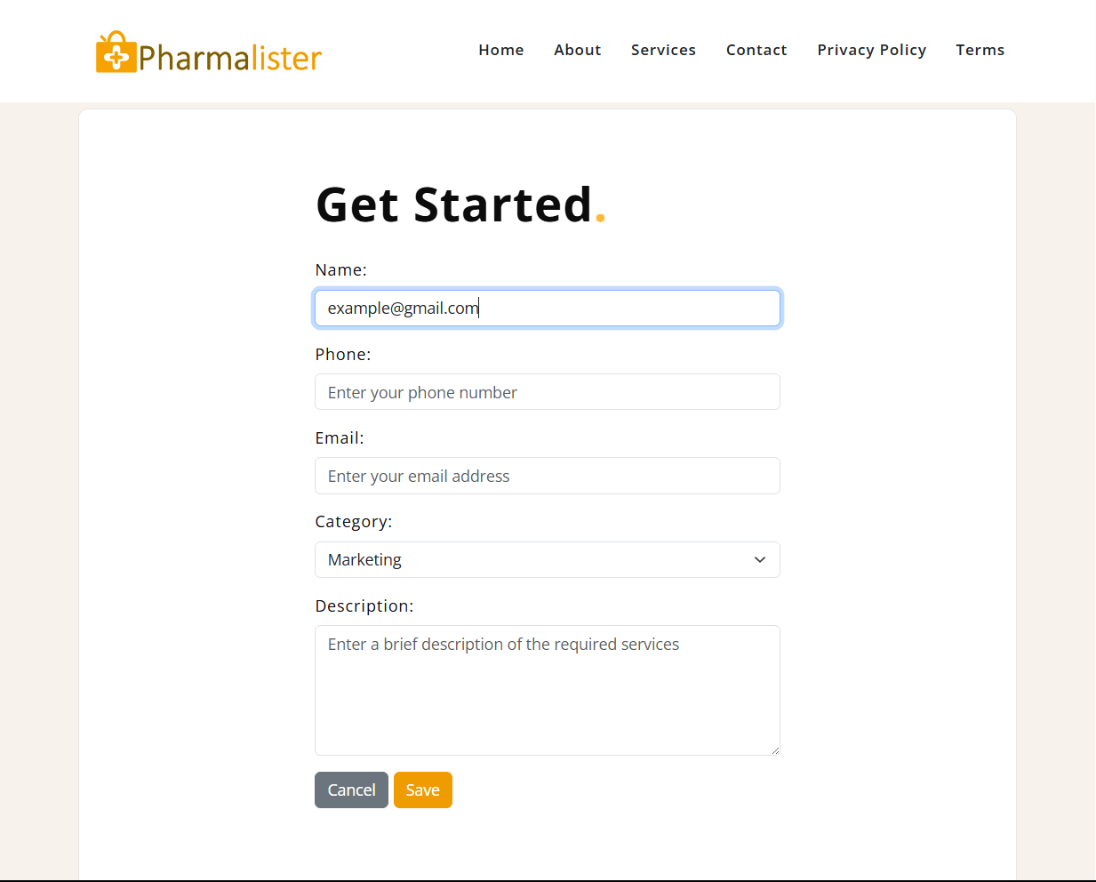 Pharmalister interface