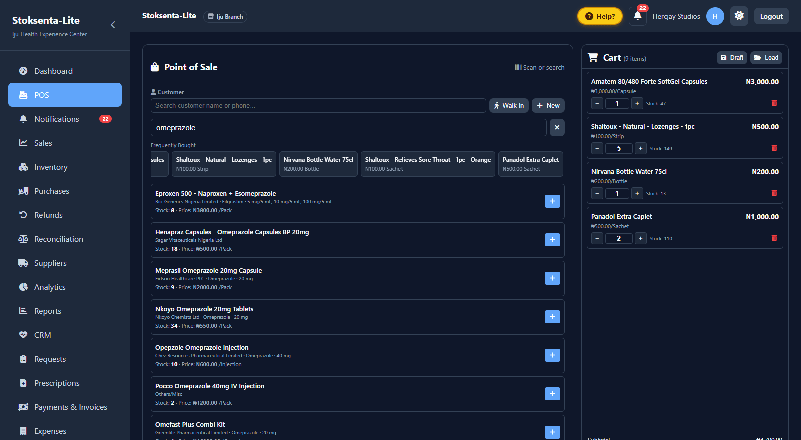 Point of sale, dark mode